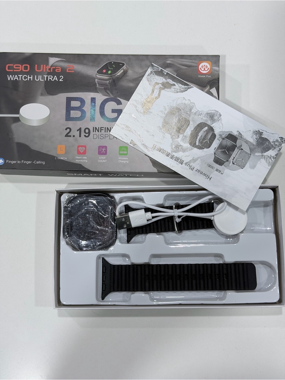 C90 Ultra 2 Smartwatch - Silver with Black Band - Picture 2 of 4